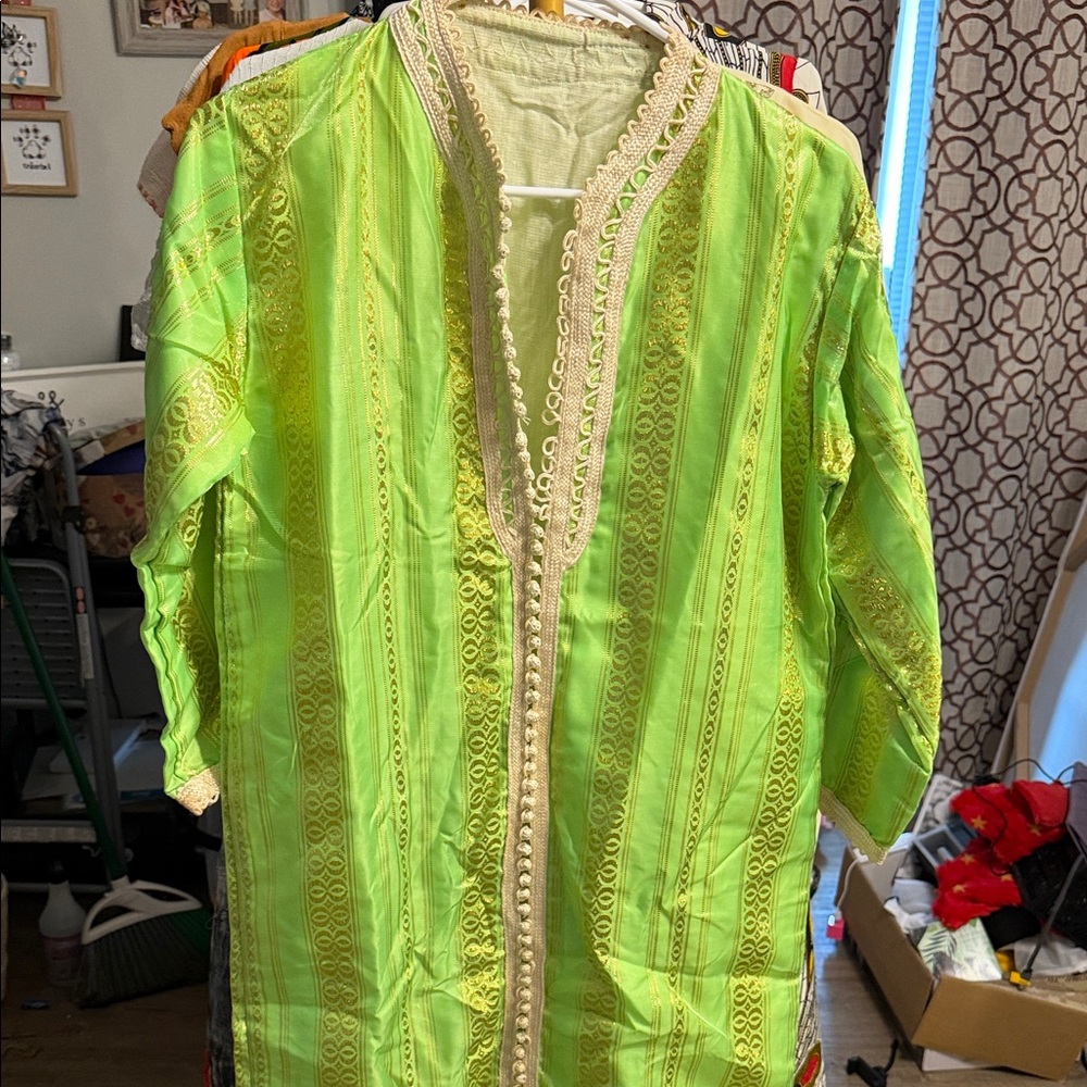 Vibrant Lime Green Embroidered Tunic